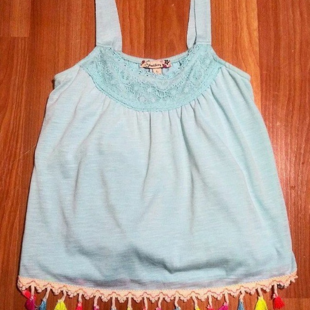 Speechless Girls Pom-Pom Fringe Tank Top, Size L